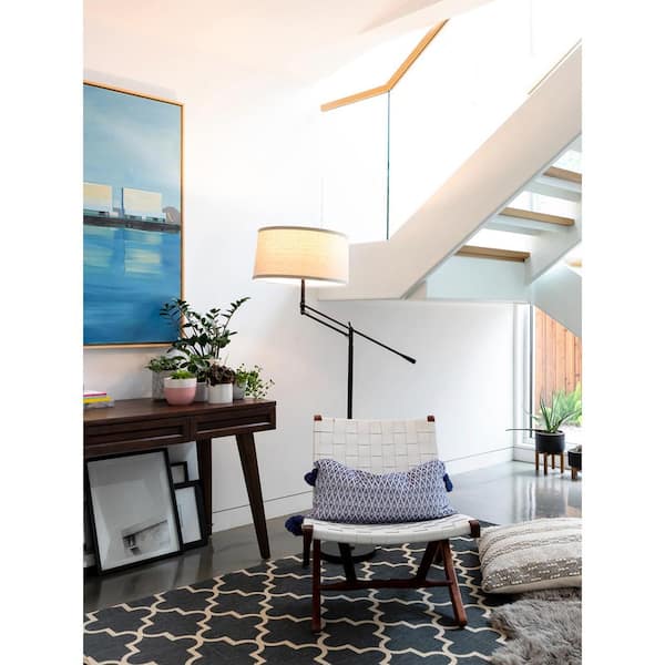 Ava 61 in. Black Industrial LED Arc Floor Lamp with Adjustable Arm