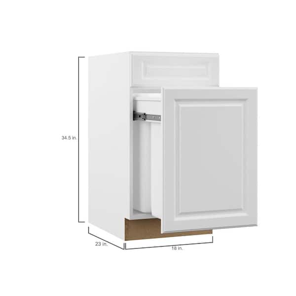 Designer Series Elgin Assembled 18x34.5x23.75 in. Dual Pull Out Trash Can Base Kitchen Cabinet in White
