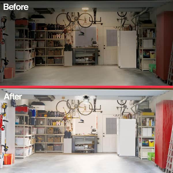 7.5 in. x 4.25 in. 6000 Lumens Single Pole Occupancy LED Flush Mount Motion Activated Garage Light