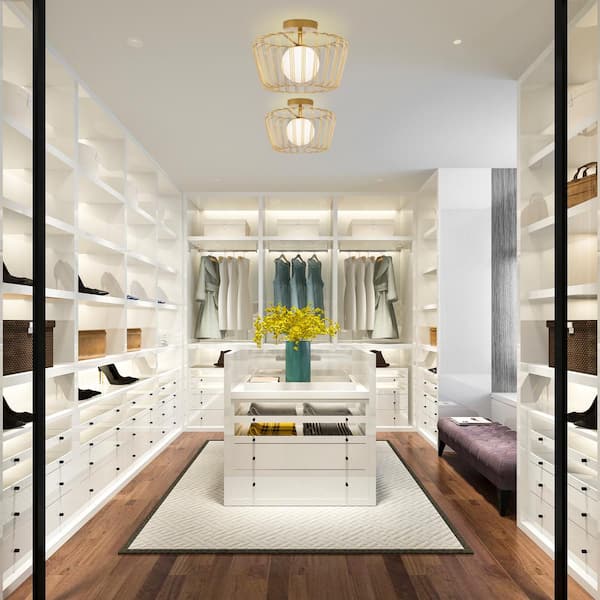 Murray 13 in. Gold Metal Semi-Flush Mount Ceiling Light with Frosted Glass Globe Shade