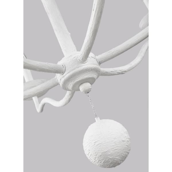 Annie 6-Light Plaster White Traditional Rustic Hanging Candlestick Chandelier