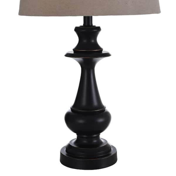 28 in. Bronze Table Lamp with Natural Linen Hardback Fabric Shade