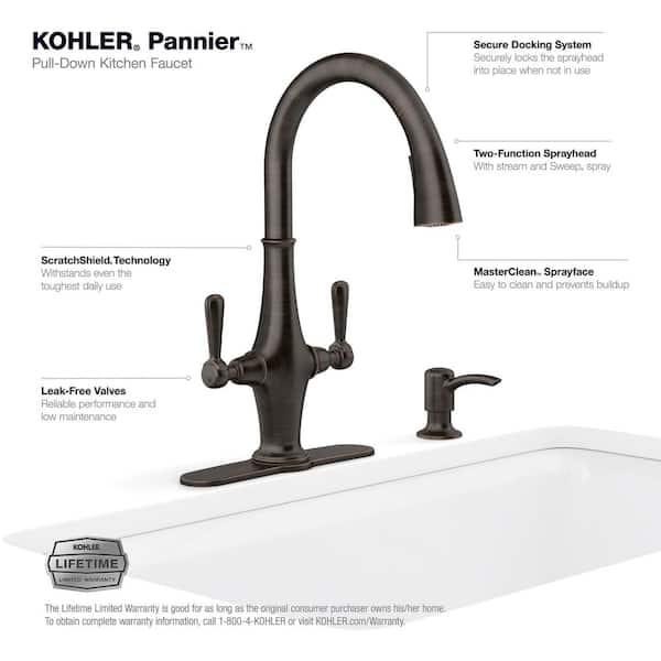 Pannier Two-Handle Pull Down Sprayer Kitchen Faucet in Oil-Rubbed Bronze
