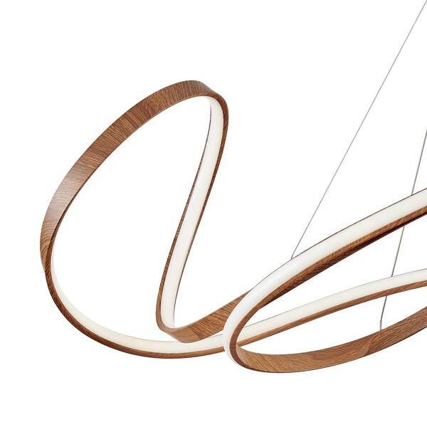 60-Watt Integrated LED Wood Chandelier, Dimmable