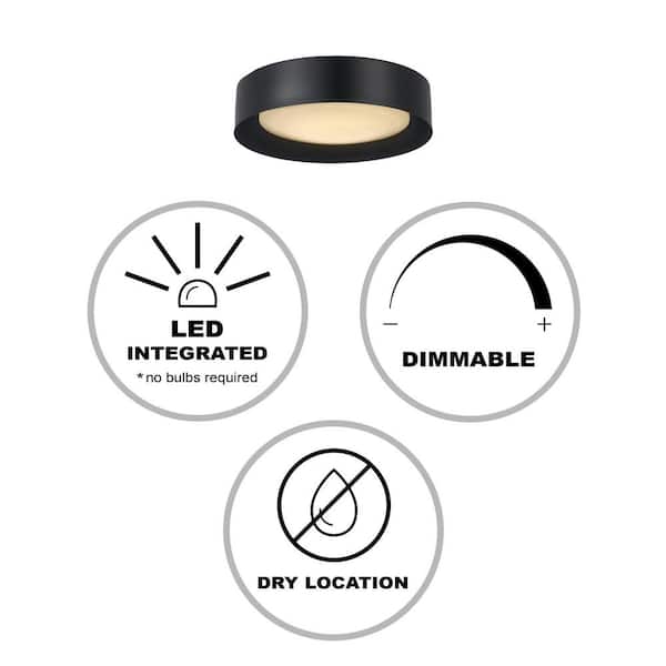 Monteaux 13 in. Black Integrated LED Flush Mount Ceiling Light Fixture with Acrylic Shade
