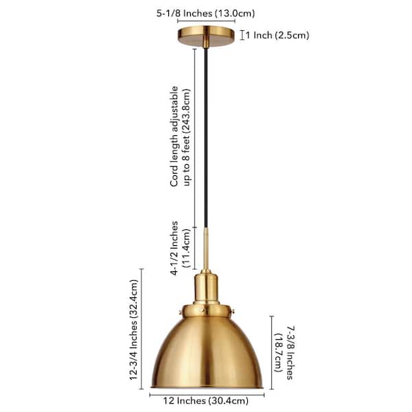Madison 1-Light Brass Pendant with Metal Shade