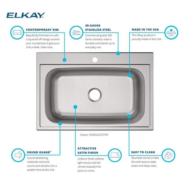 Parkway 20-Gauge Stainless Steel 33 in. Single Bowl Drop-In Kitchen Sink
