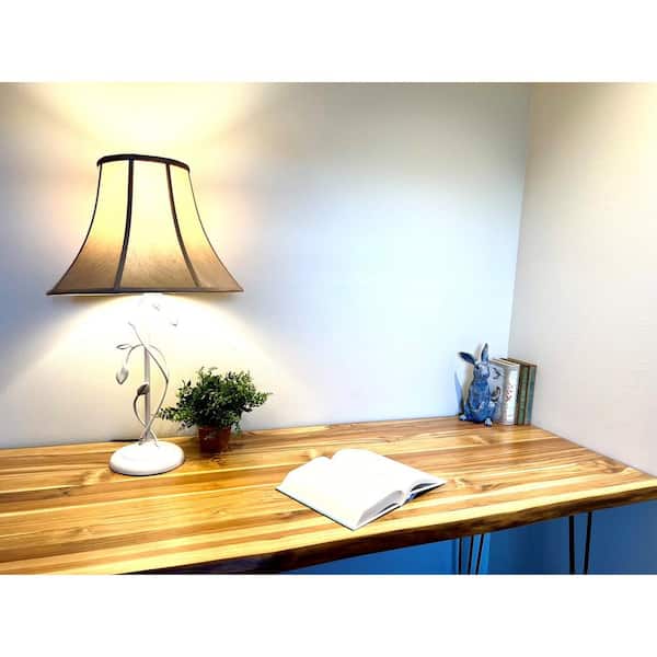 5 ft. L x 30 in. D Finished Teak Solid Wood Butcher Block Desktop Countertop With Live Edge