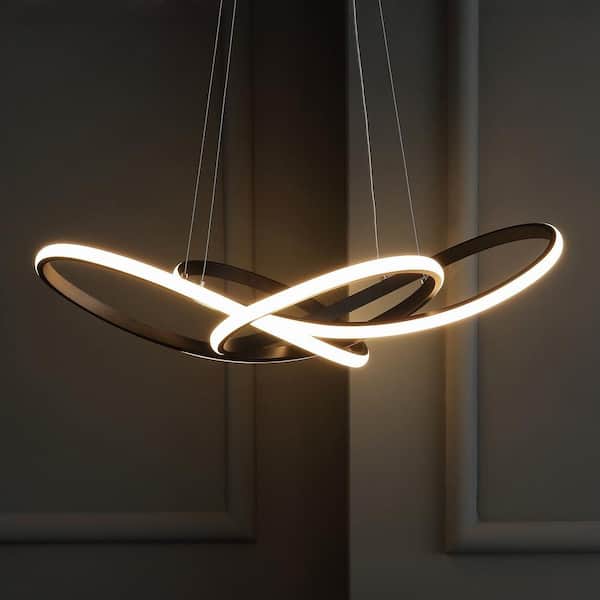 Alexia 25 in. Black Abstract Integrated LED Metal Adjustable Pendant