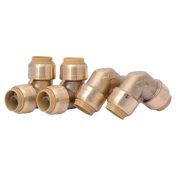 3/4 in. Push-to-Connect Brass 90-Degree Elbow Fitting Pro Pack (4-Pack)