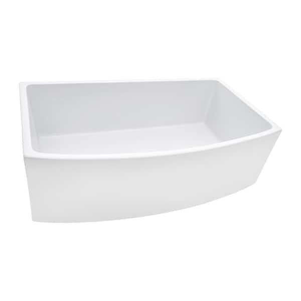 Fiamma White Fireclay 33 in. Single Bowl Farmhouse Apron Kitchen Sink