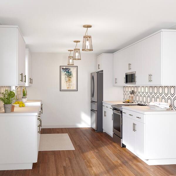 Designer Series Edgeley Assembled 24x34.5x23.75 in. Base Kitchen Cabinet in White