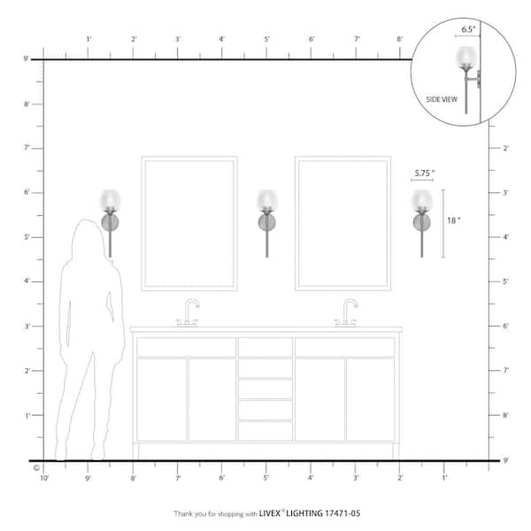 Willow 1-Light Polished Chrome Wall Sconce with Clear Glass