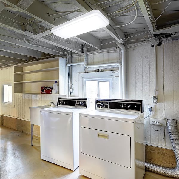 24 in. x 12 in. Classic White Rectangle LED Flush Mount Ceiling Light 4000K Bright White 1500 Lumens Dimmable