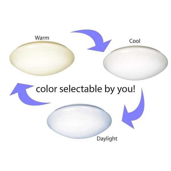 E4FMR Series 13 in. 1-Light White Selectable LED Flush Mount (12-Pack)