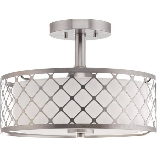 Mingle Collection 17-Watt Brushed Nickel Integrated LED Semi-Flush Mount Light
