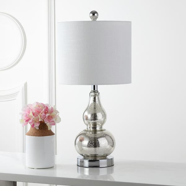 Anya 20.5 in. Mercury Silver Mini Glass Table Lamp