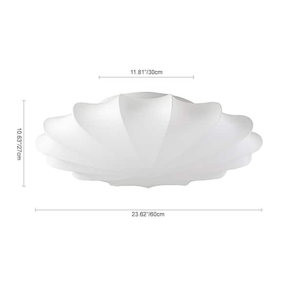 Kateo 24 in. 3-Light White Semi-Flush Mount Ceiling Light With Silk Shade