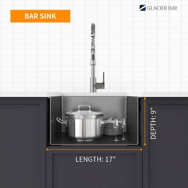 Gunmetal Gunmetal Black Stainless Steel 17 in. 18-Gauge Single Bowl Undermount Bar Sink