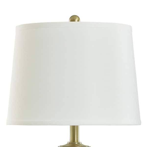 30 in. Table Lamp - Mercury Glass Finish - Off-White Hardback Fabric Shade