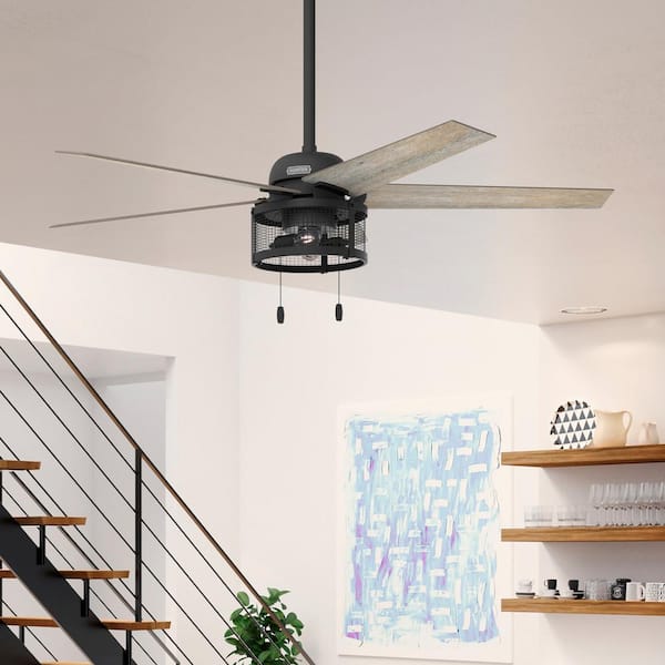 Belvedere 52 in. Indoor Matte Black Ceiling Fan with Light Kit
