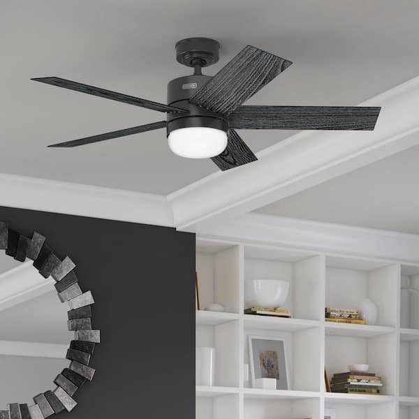 Interface 52 in. Indoor Matte Black Smart Ceiling Fan with Light and Remote Control