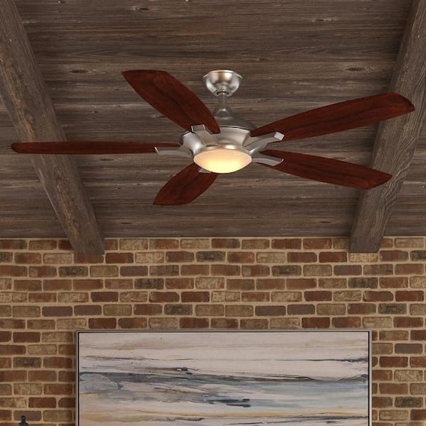 Petersford 52 in. Integrated LED Indoor Brushed Nickel Ceiling Fan with Light Kit and Remote Control