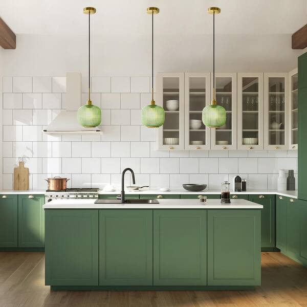 Condesa 60-Watt 1-Light Brushed Gold Globe Pendant Light with Fluted Glass Shade and No Bulb Included