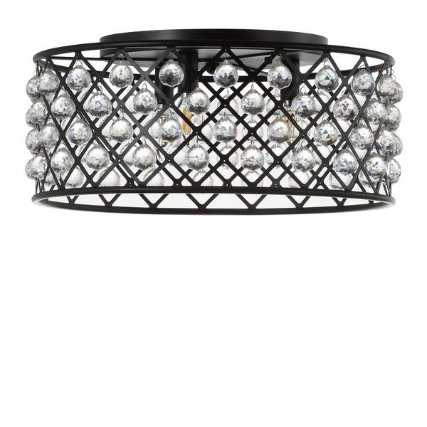 Gabrielle 19 in. Oil Rubbed Bronze/Clear Metal/Crystal LED Flush Mount Ceiling Light
