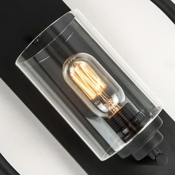 Houston 1-Light Black Dimmable Antique Candle Wall Light With Glass Shade (Set of 2)