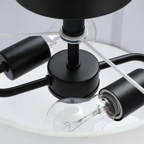 Celina 13 in. 2-Light White Double Drum Semi-Flush Mount Light With Black Hardware