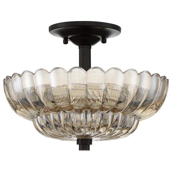 Whitecap 3-Light Mottled Cocoa Semi-Flush Mount