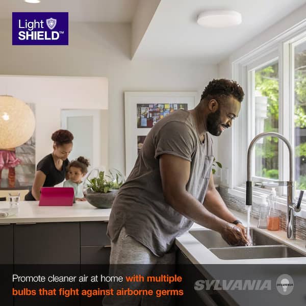 13 in. 120-Volt White Integrated LED Dimmable Flush Mount 3500K with Germ Fighting Technology