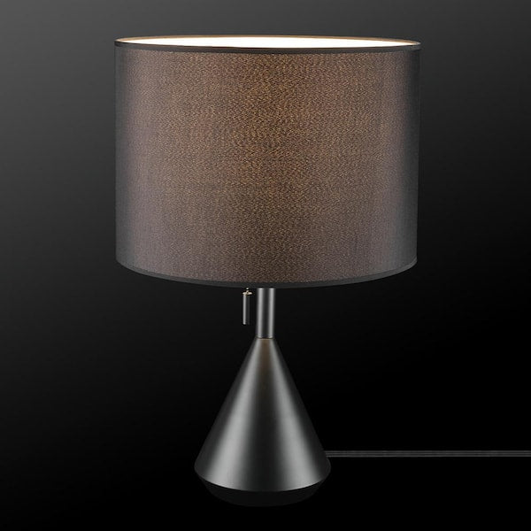 Kara 23.05 in. Black Table Lamp with Black Fabric Shade and CEC Title 20 LED Bulb Included