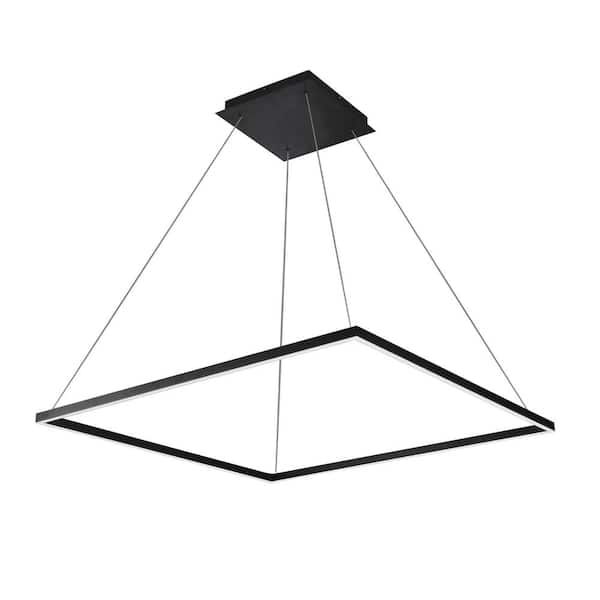 Atria Square 39 in. 62-Watt Black Modern ETL Certified Integrated LED Pendant Height Adjustable