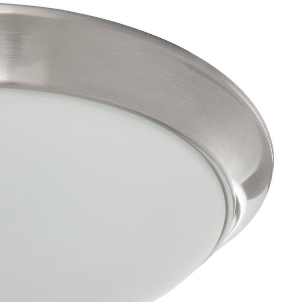 11 in. 120-Watt Equivalent Brushed Nickel 2700K CCT LED Ceiling Light Flush Mount with Frosted White Glass Shade