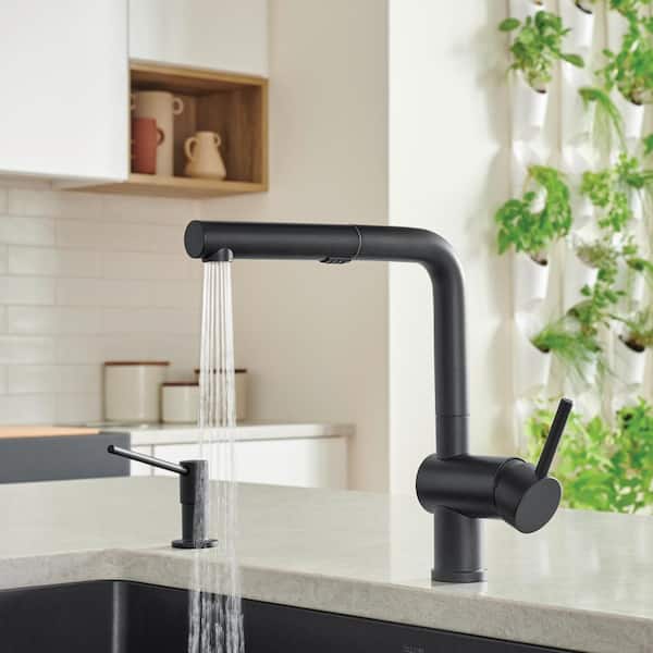 Linus Single-Handle Pull Out Sprayer Kitchen Faucet in Coal Black