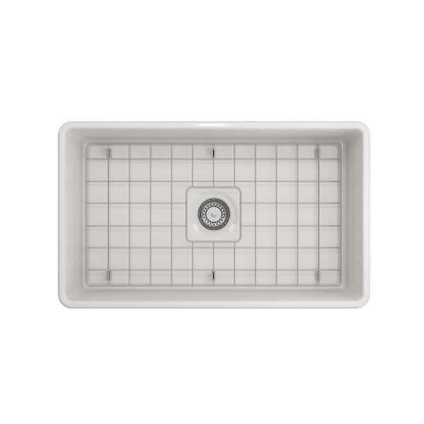 Classico Farmhouse Apron Front Fireclay 30 in. Single Bowl Kitchen Sink with Bottom Grid and Strainer in White