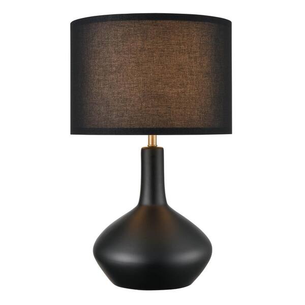 Kurvena 21.6 in. Black Table Lamp with Fabric Shade