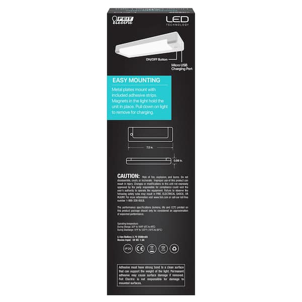 7.5 in. Battery Operated LED White Rechargeable 4000K Cool White Under Cabinet Light (4-Pack)