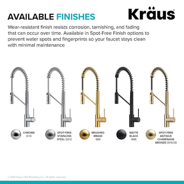 Oletto Commercial Style Single Handle Pull Down Kitchen Faucet in Brushed Brass