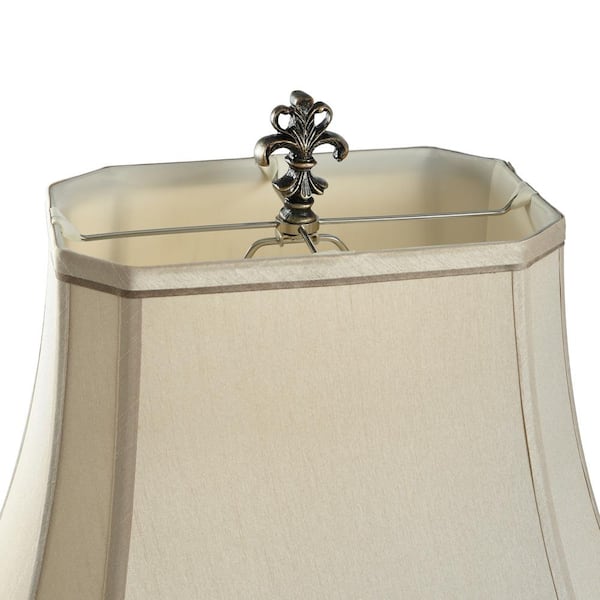 33.5 in. Faux Crocodile Hide and Gold Highlighted Table Lamp with Cream Fabric Shade