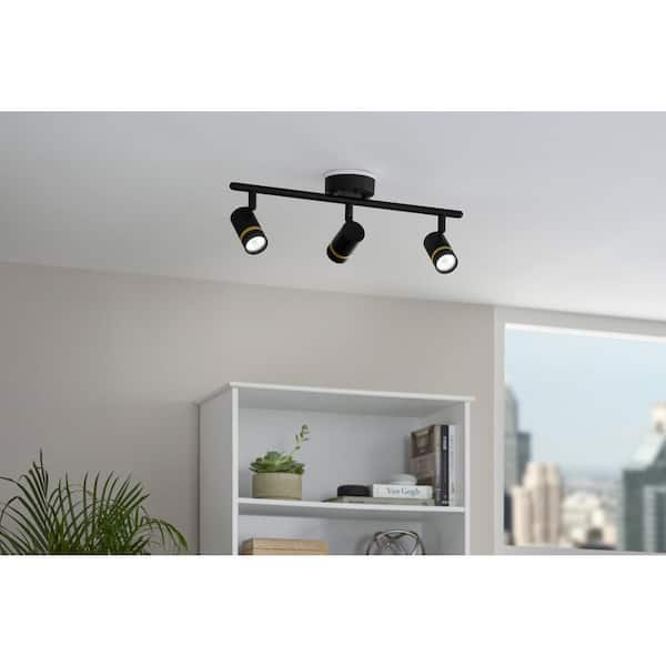 Boedy 2 ft. 3-Light Smart Matte Black Integrated LED Fixed Track Lighting Kit with Night Light Powered by Hubspace