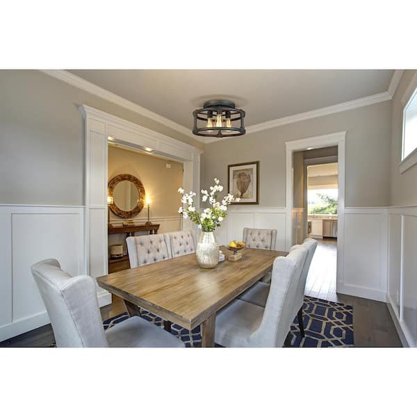 Wymer 15 in. W x 8.62 in. H 3-Light Zinc Semi-Flush Mount