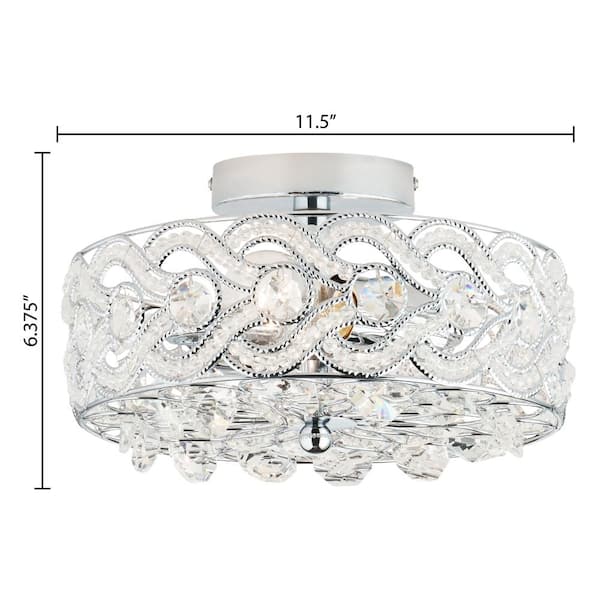 Rave 11.5 in. 2-Light Nickel Semi-Flush Mount