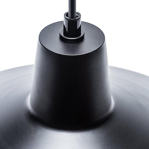 Barnyard 1-Light 16 in. Industrial Warehouse Matte Black Plug-In Pendant