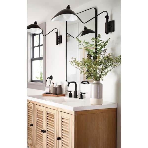 Gibson 8 in. Widespread 2-Handle High-Arc Bathroom Faucet Trim Kit in Matte Black (Valve Not Included)