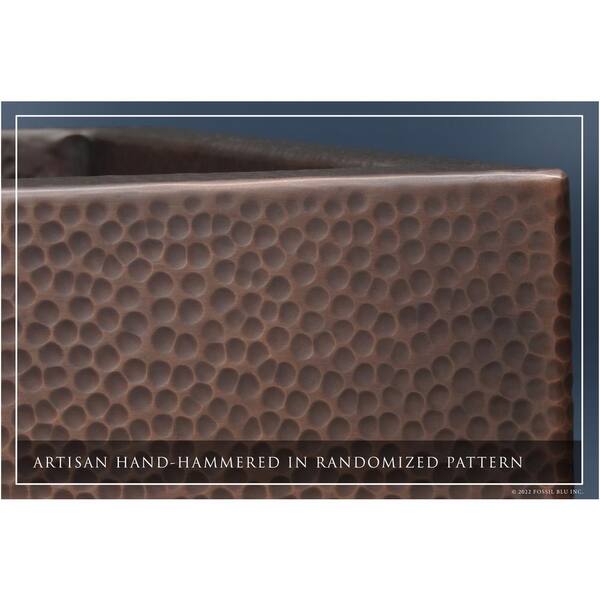 Luxury Dark Patina 12-Gauge Copper 33 in. Single Bowl Farmhouse Apron Kitchen Sink with Accs and Flat Front