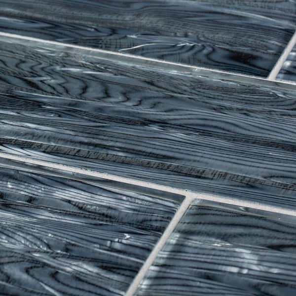 Abalone Gray 3 in. x 12 in. Glossy Glass Wall Tile (10 sq. ft./Case)