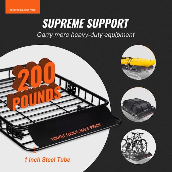 Roof Rack Cargo Basket 200 LBS. Capacity 46 in. x36 in. x4.5 in. Rooftop Cargo Carrier for SUV Cars Pickup Off-Road